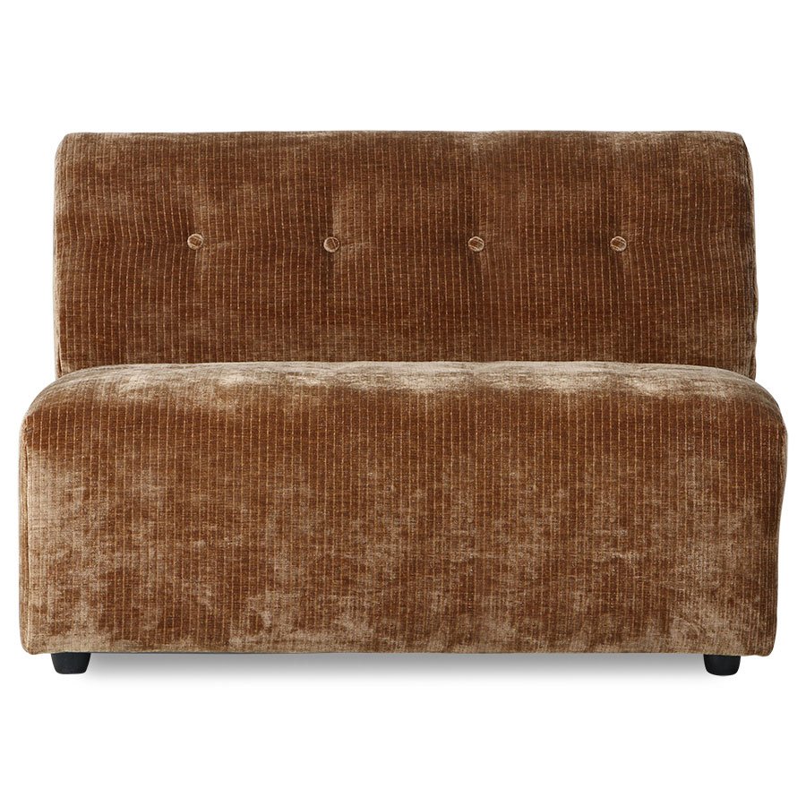 Vint couch: elem. middle 1,5-seat, corduroy velvet,aged gold