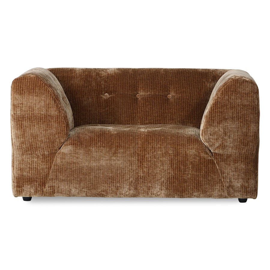 Vint couch: element loveseat, corduroy velvet, aged gold
