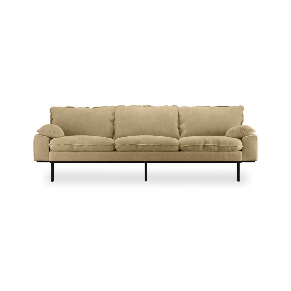 Retro sofa: 4-seats, royal velvet, cream