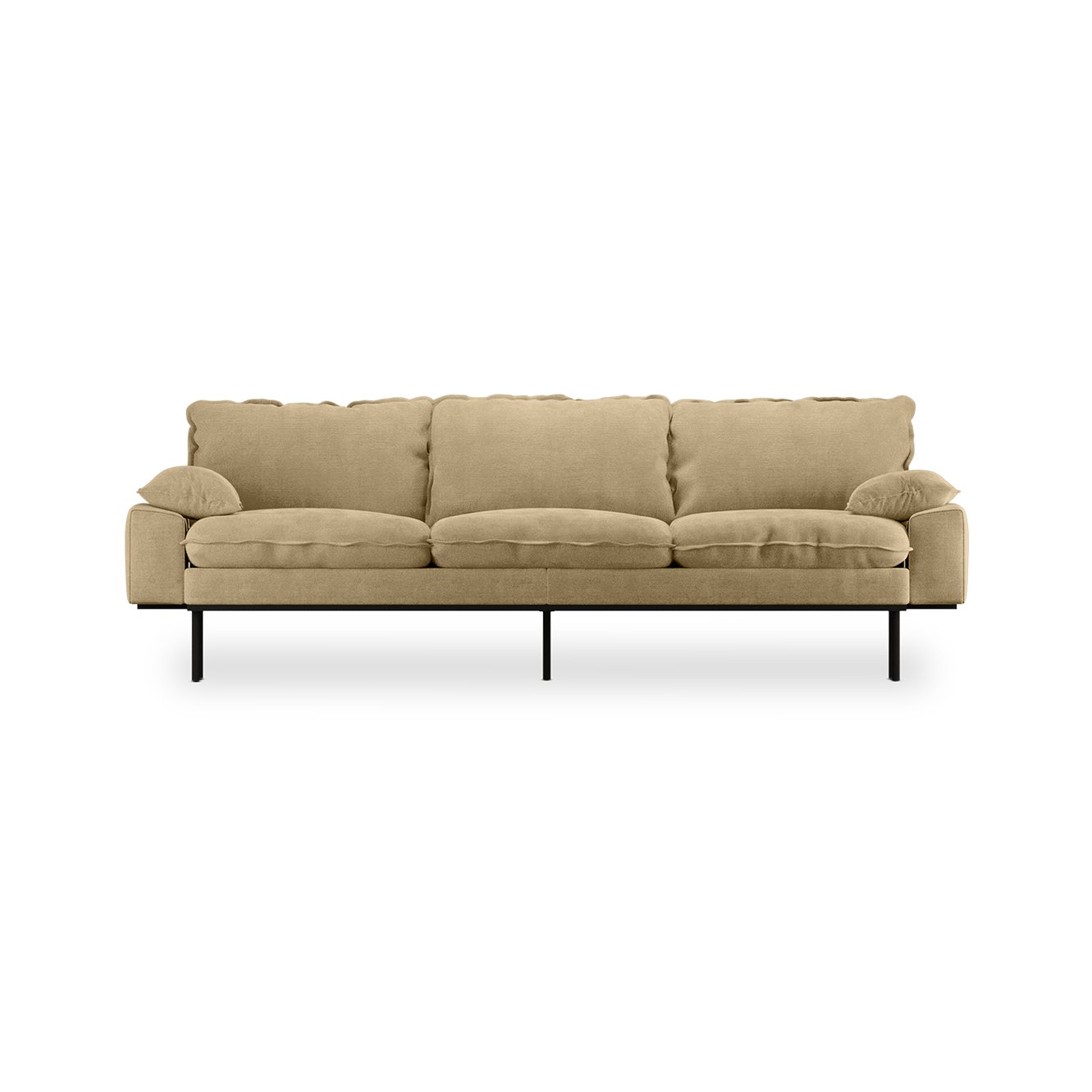 Retro sofa: 4-seats, royal velvet, cream
