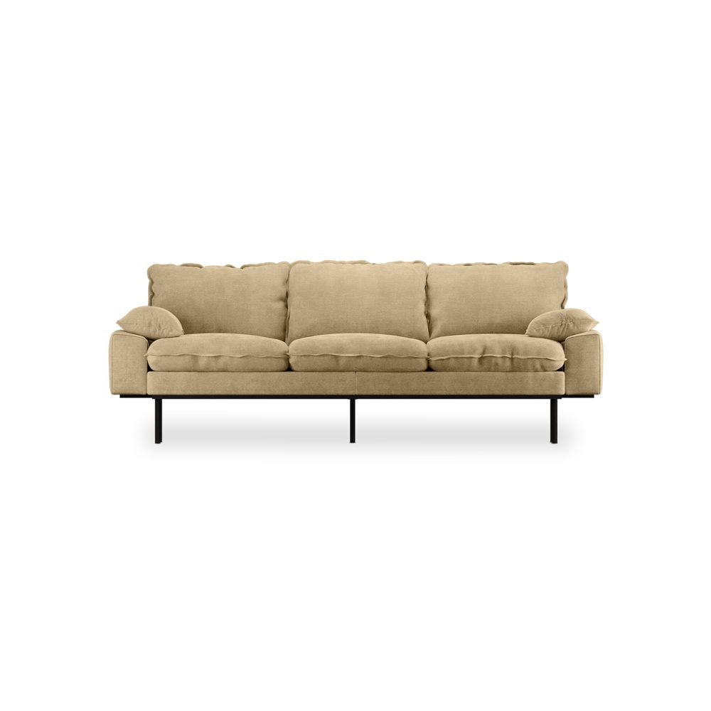Retro sofa: 3-seats, royal velvet, cream