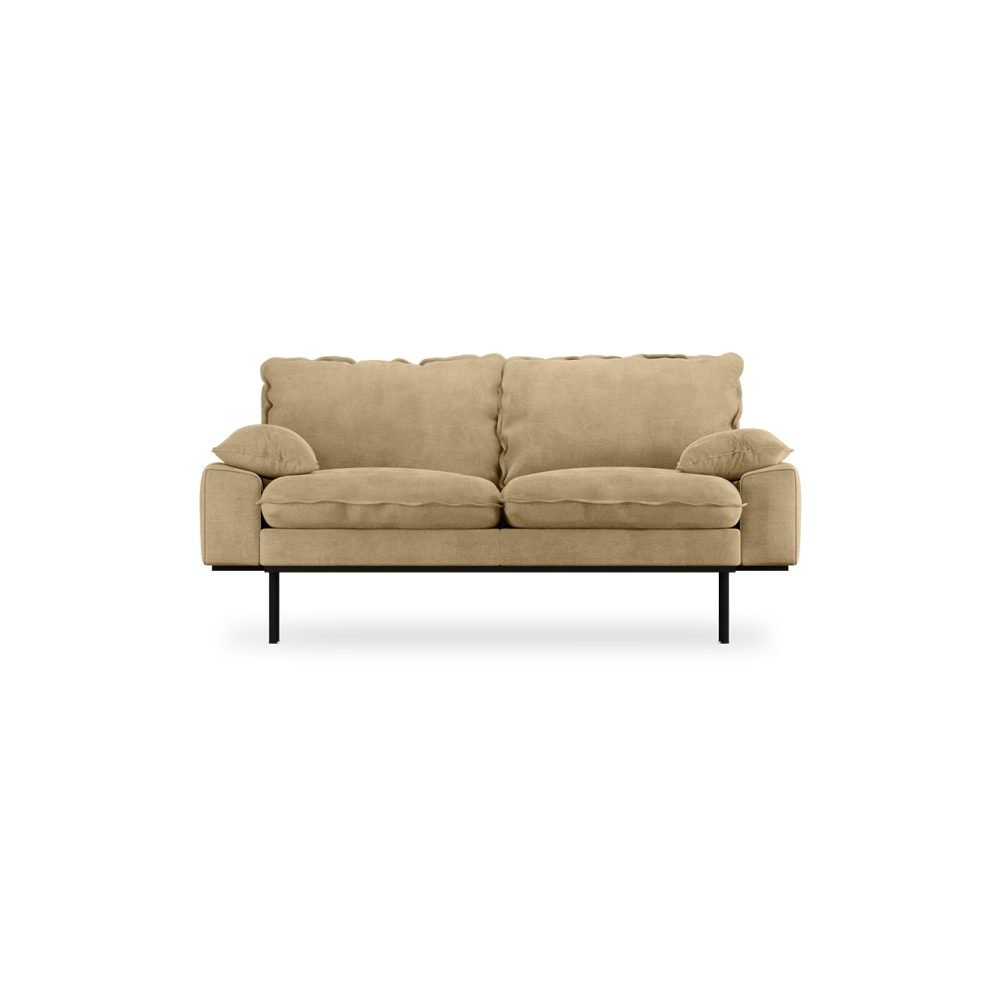 Retro sofa: 2-seats, royal velvet, cream