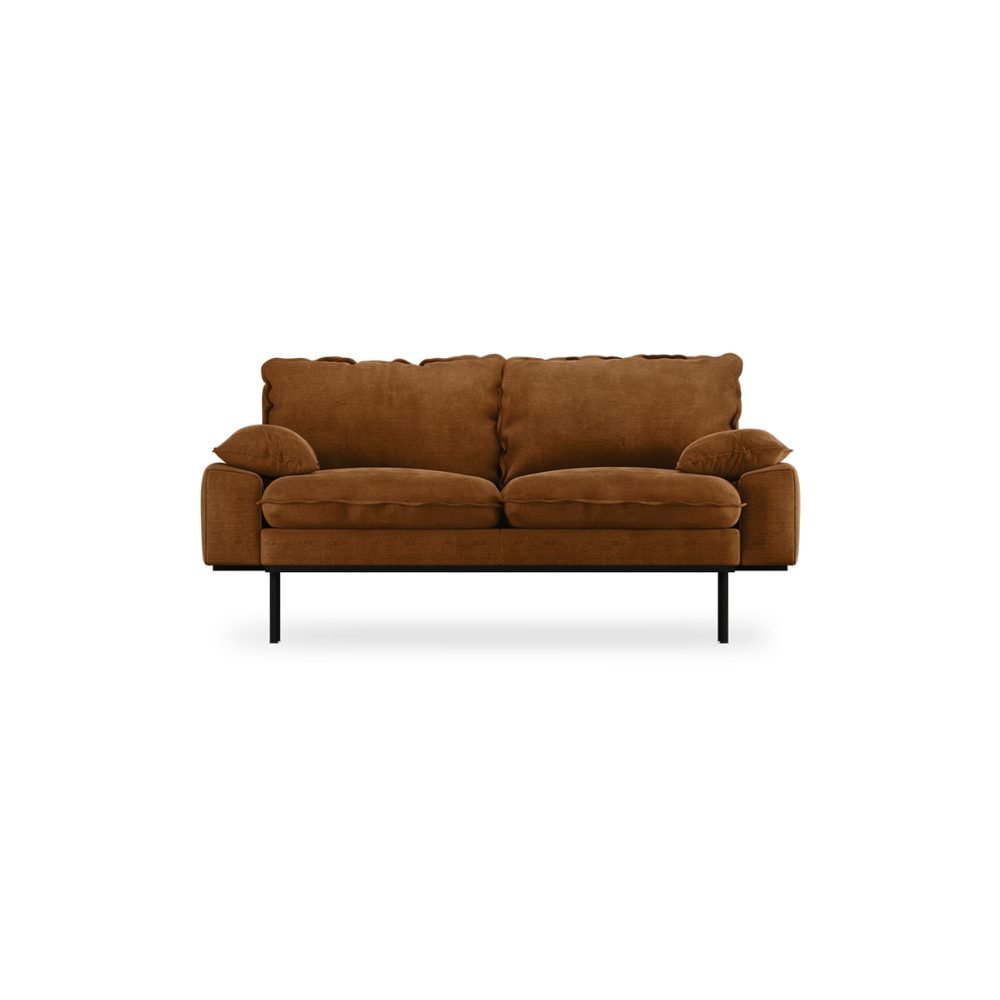 Retro sofa: 2-seats, royal velvet, caramel