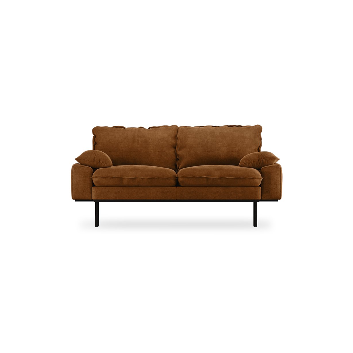 Retro sofa: 2-seats, royal velvet, caramel
