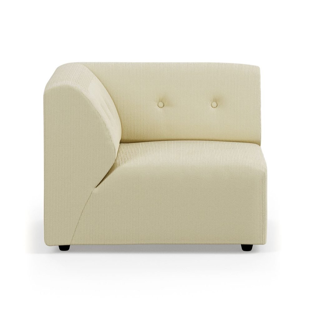 Vint couch: element left, corduroy rib, hay