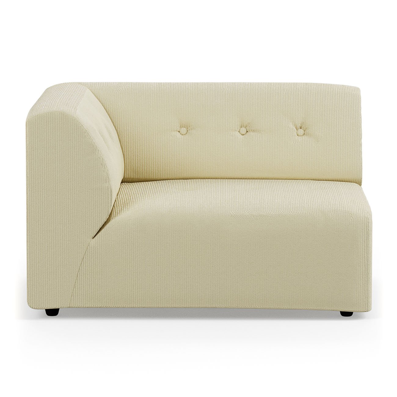 Vint couch: element left 1,5-seat, corduroy rib, hay