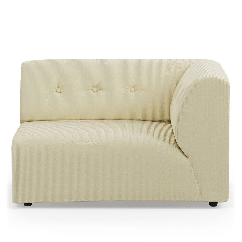 Vint couch: element right 1,5-seat, corduroy rib, hay