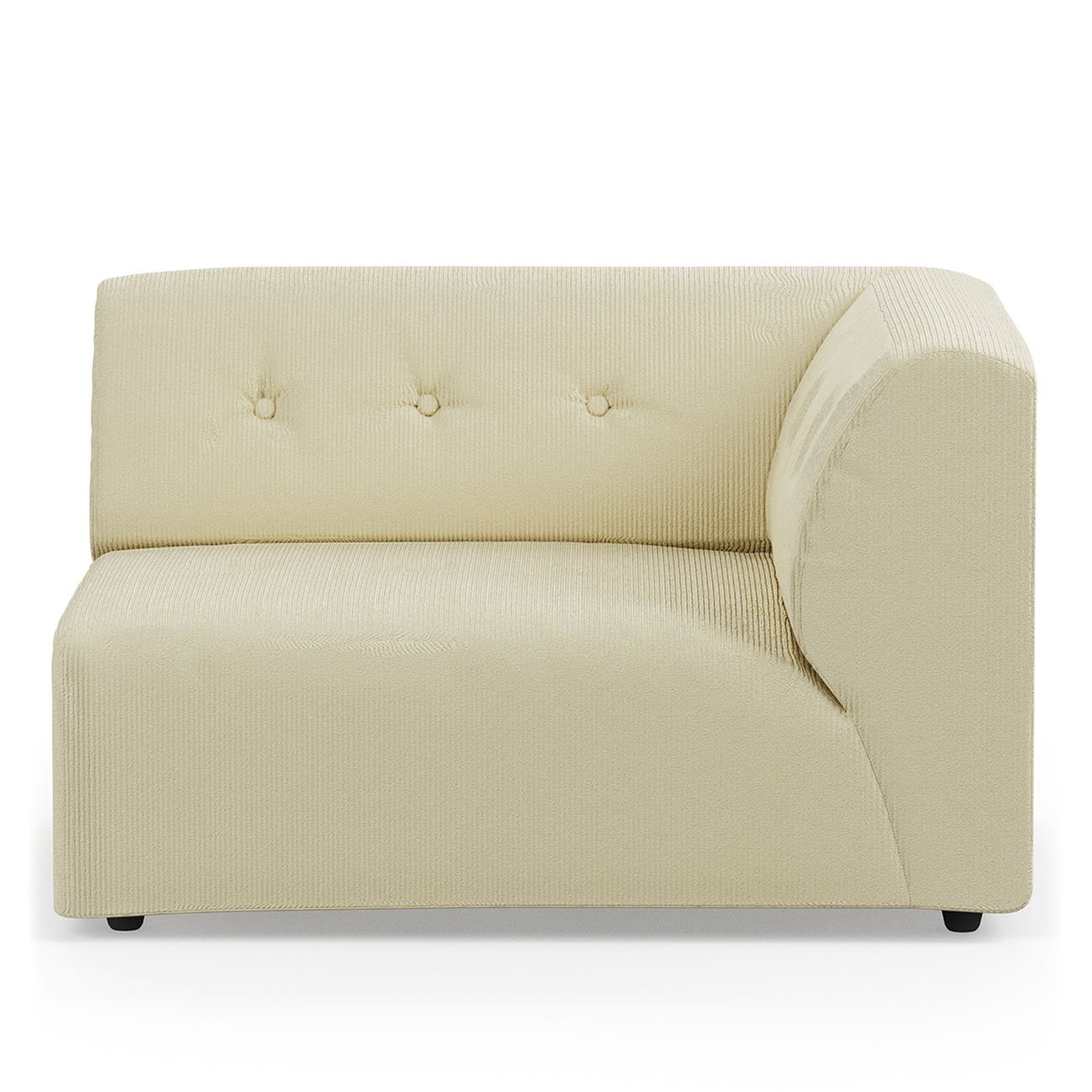 Vint couch: element right 1,5-seat, corduroy rib, hay