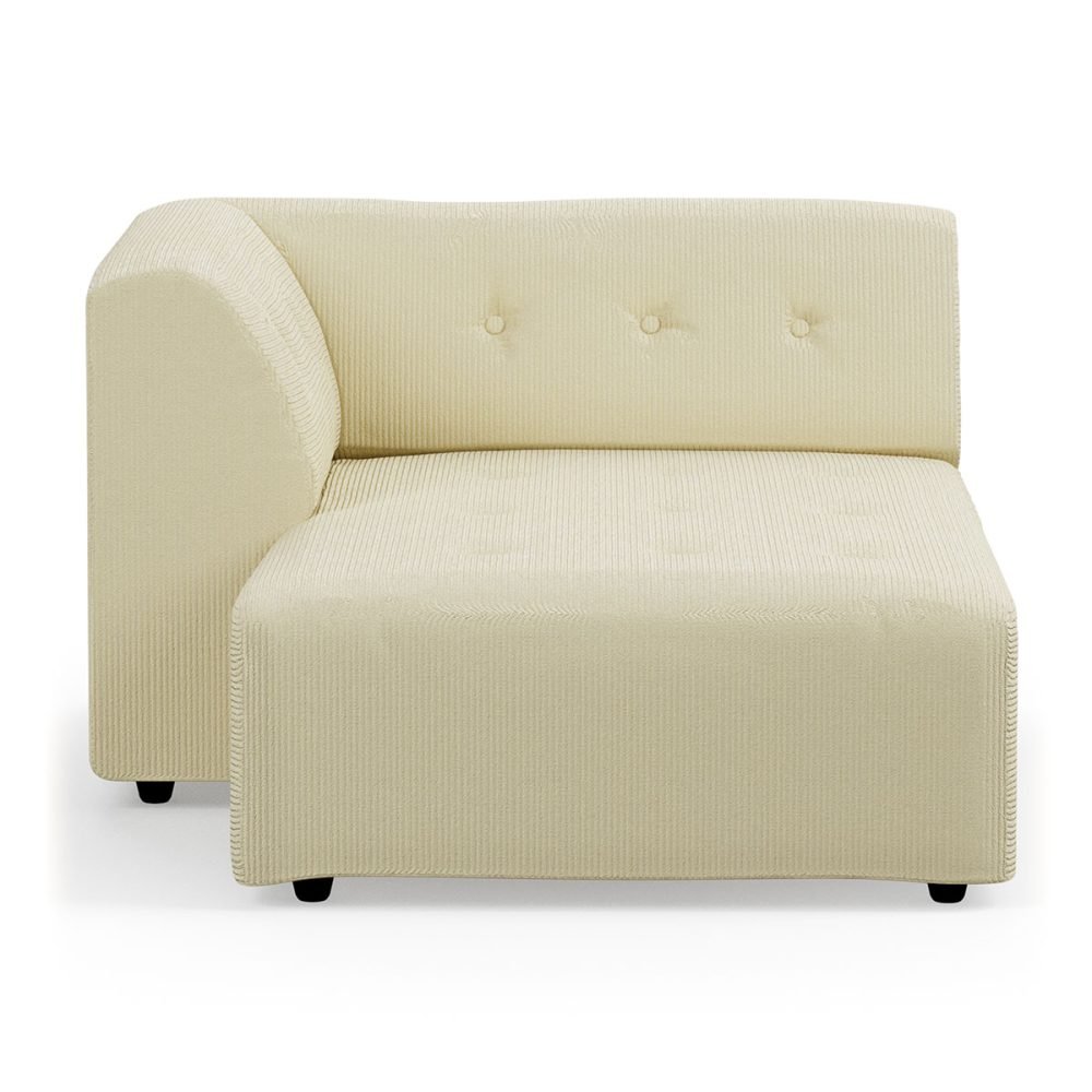 Vint couch: element left divan, corduroy rib, hay
