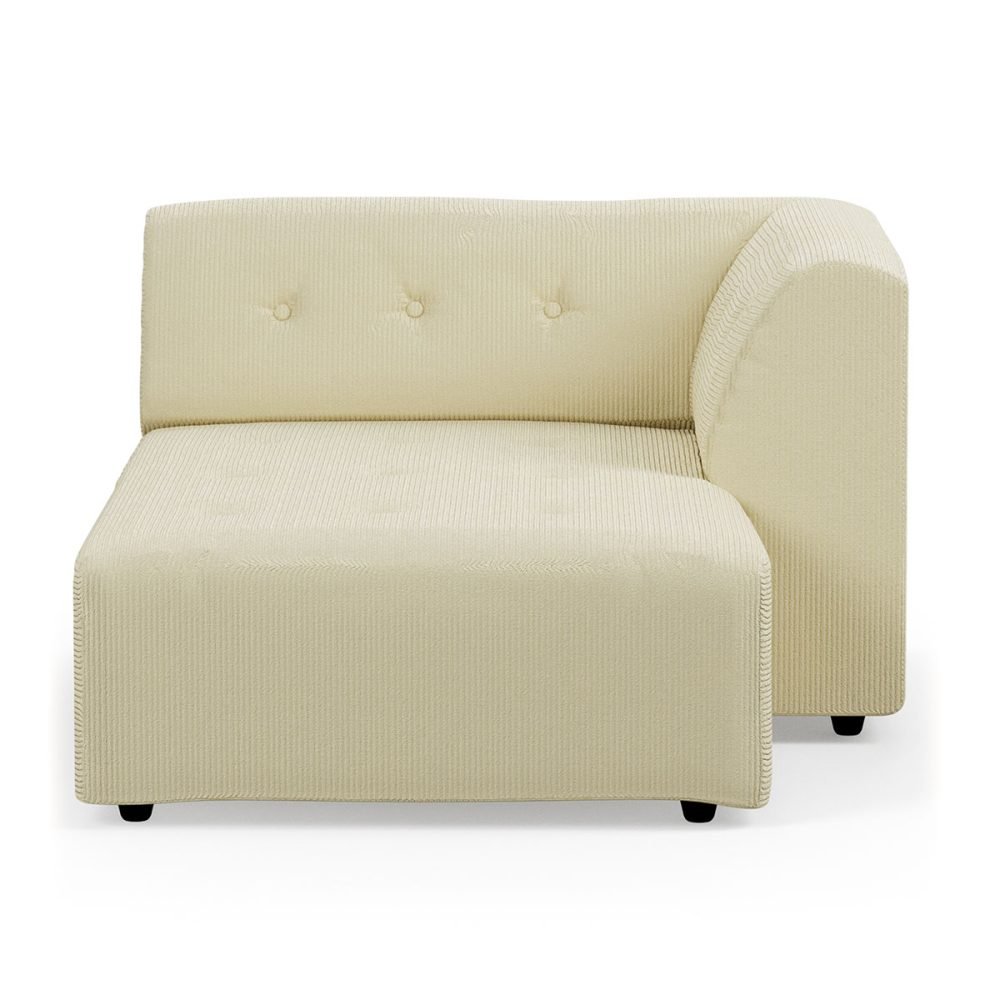 Vint couch: element right divan, corduroy rib, hay