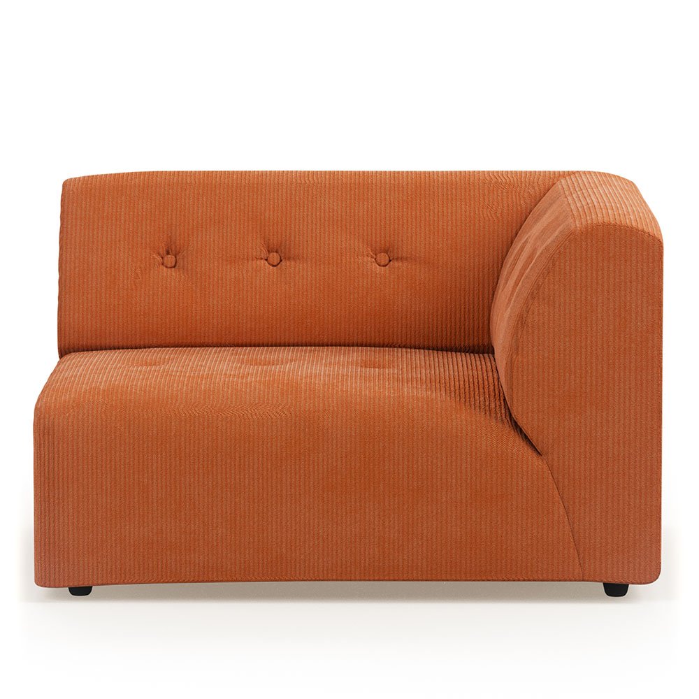 Vint couch: element right 1,5-seat, corduroy rib, dusty oran