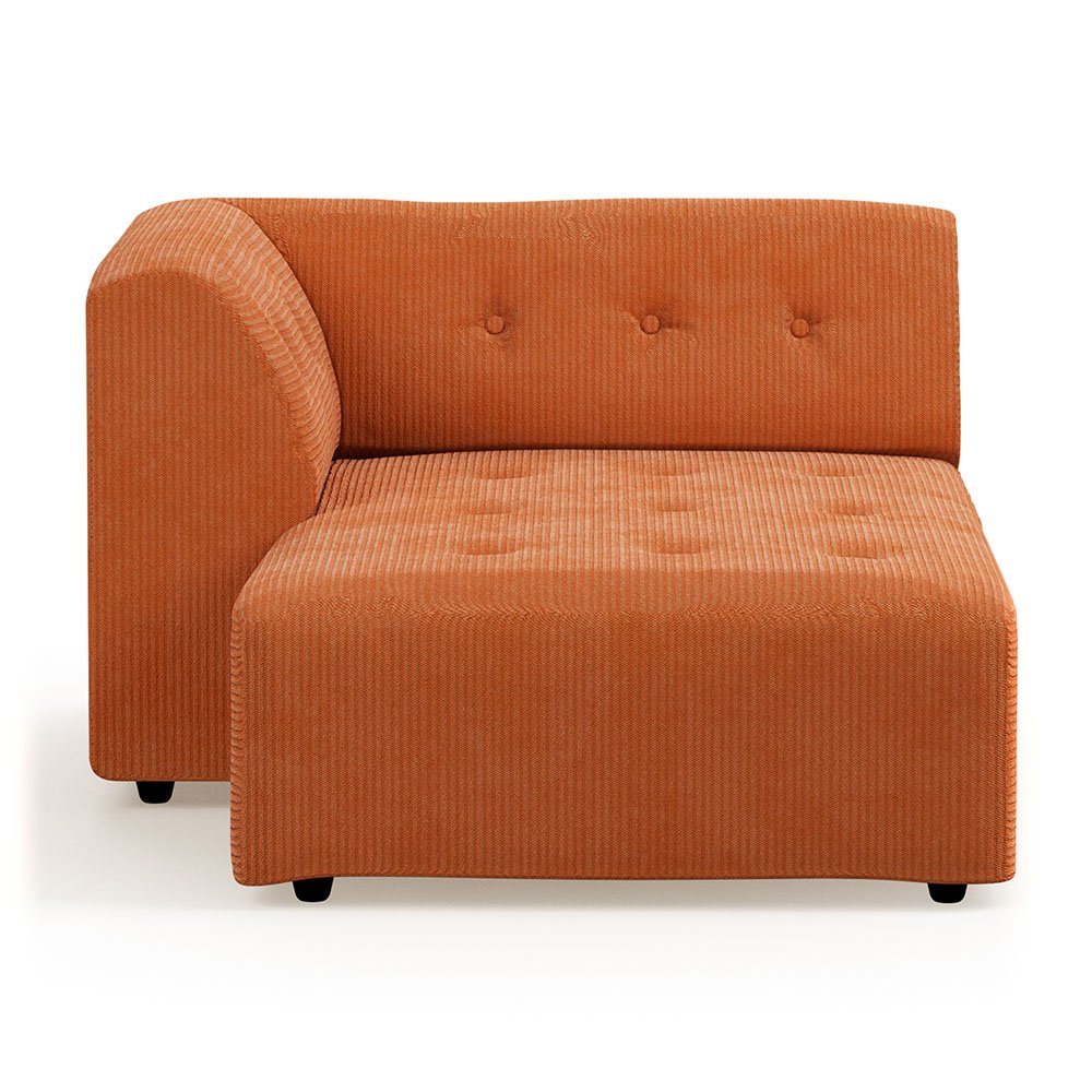 Vint couch: element left divan, corduroy rib, dusty orange