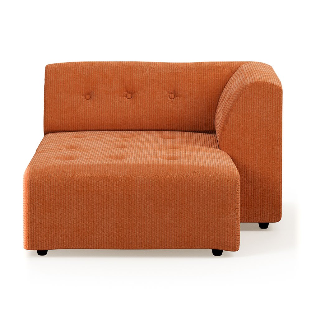 Vint couch: element right divan, corduroy rib, dusty orange