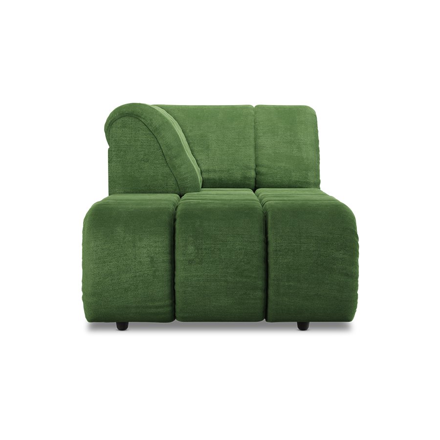Wave couch: element left divan, royal velvet green