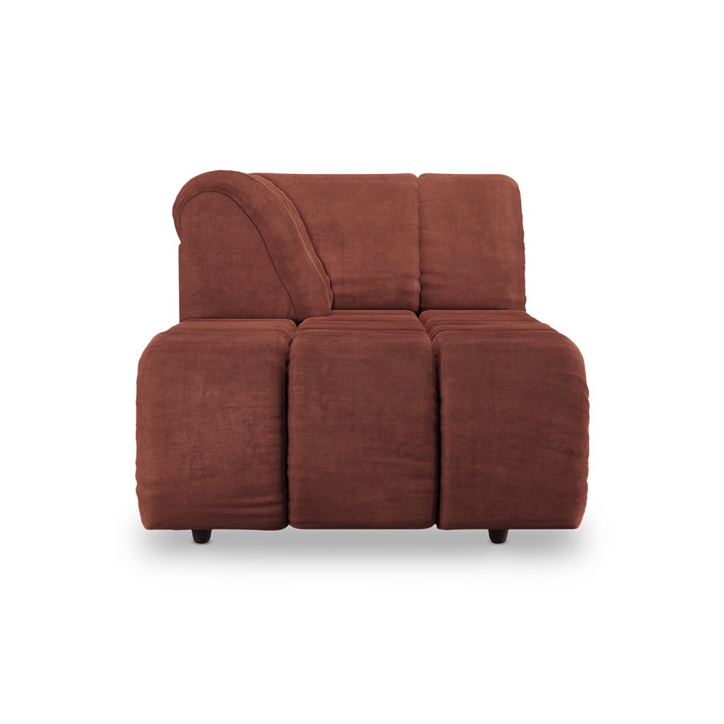 Wave couch: element left divan, royal velvet magnolia