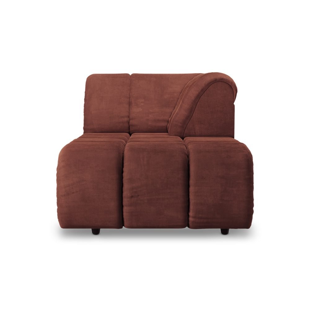 Wave couch: element right divan, royal velvet magnolia