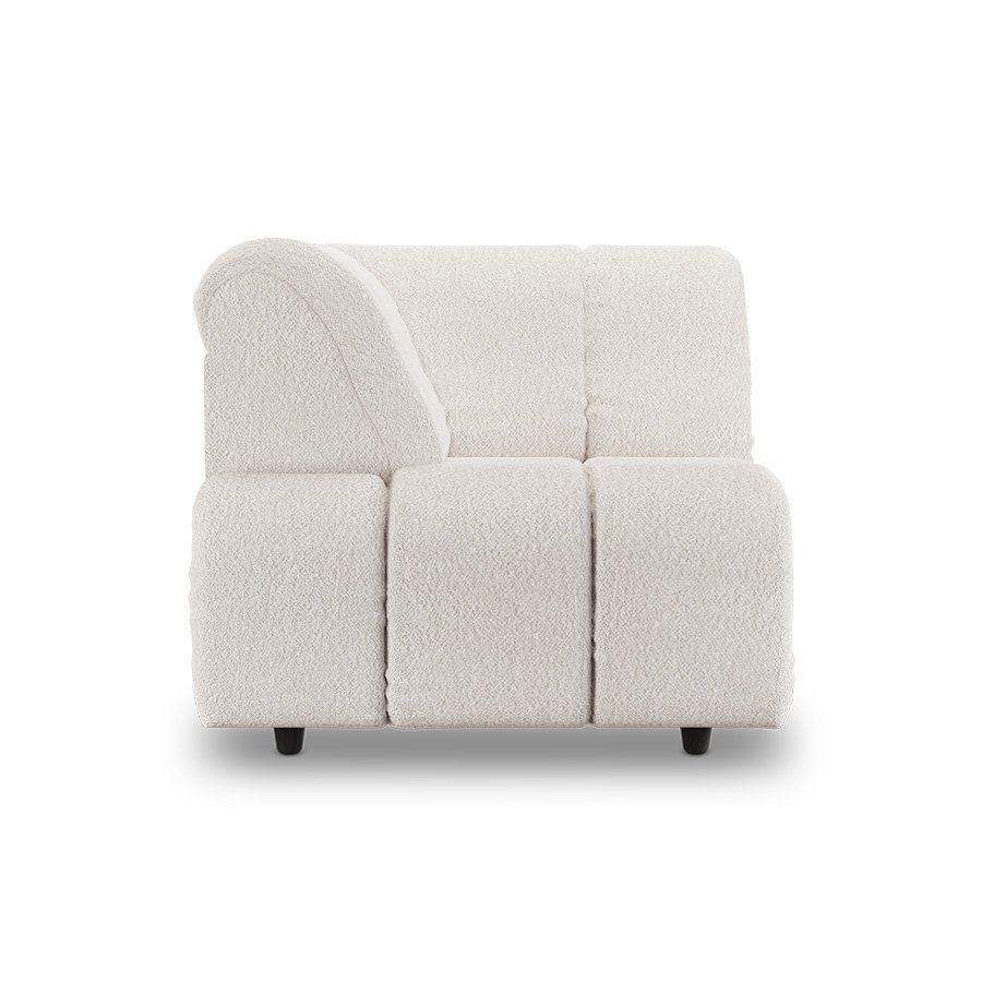 Wave couch: element left high arm, boucle cream
