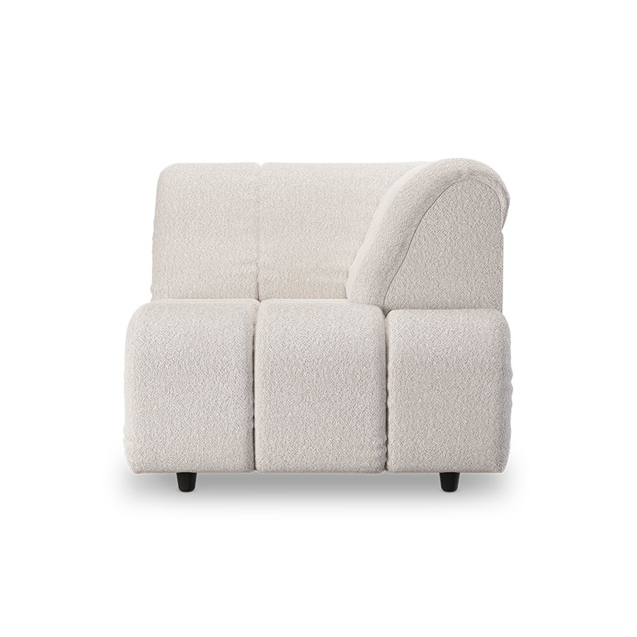 Wave couch: element right high arm, boucle cream