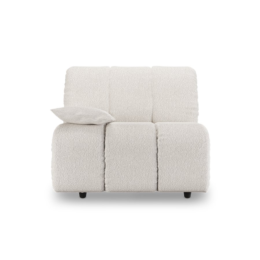 Wave couch: element left low arm, boucle cream