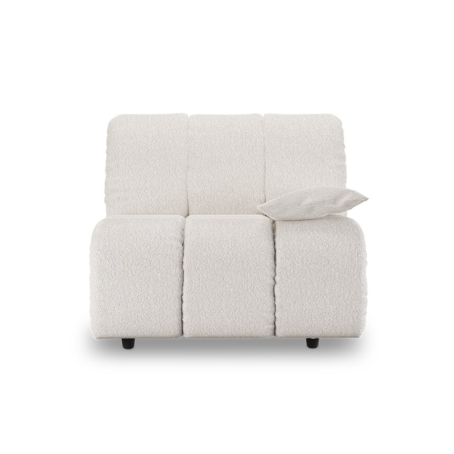Wave couch: element right low arm, boucle cream