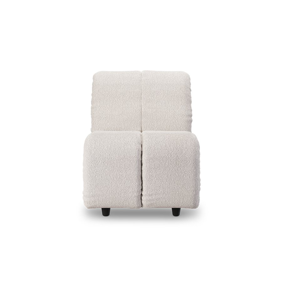 Wave couch: element middle small, boucle cream
