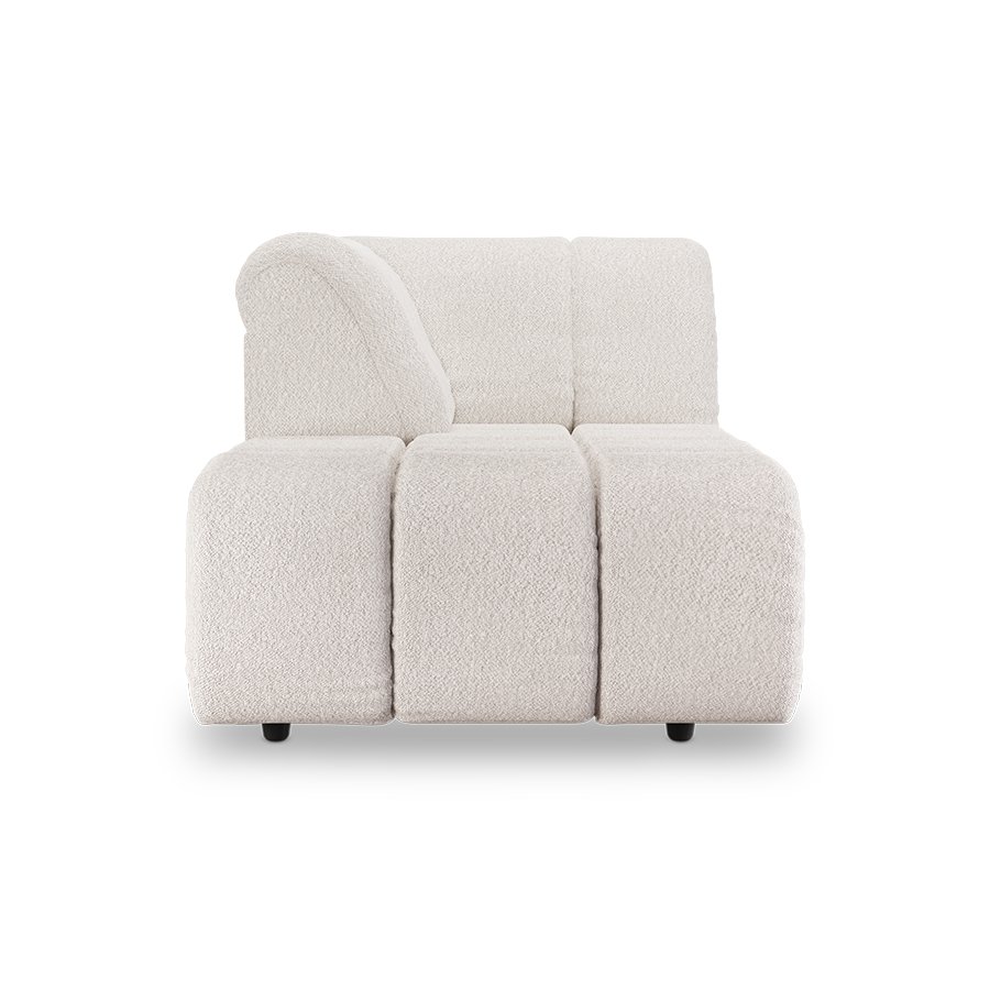 Wave couch: element left divan, boucle cream