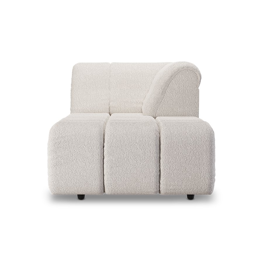 Wave couch: element right divan, boucle cream