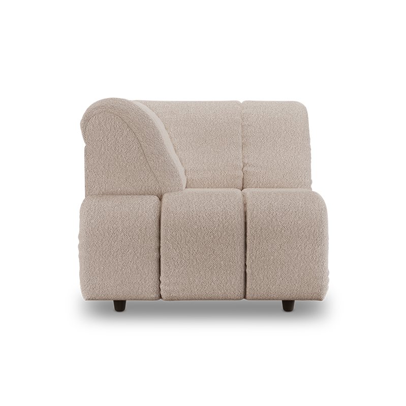 Wave couch: element left high arm, boucle taupe