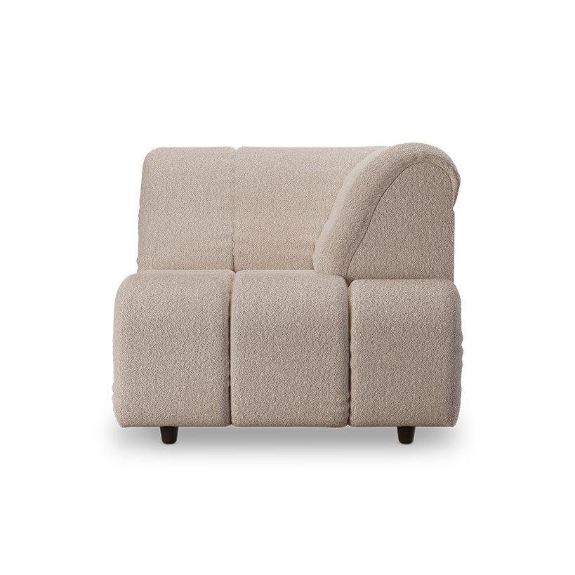 Wave couch: element right high arm, boucle taupe