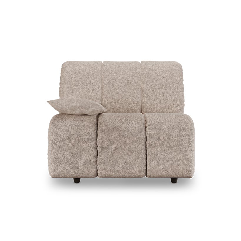 Wave couch: element left low arm, boucle taupe