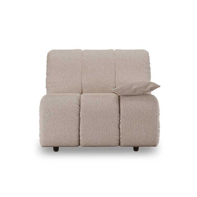 Wave couch: element right low arm, boucle taupe