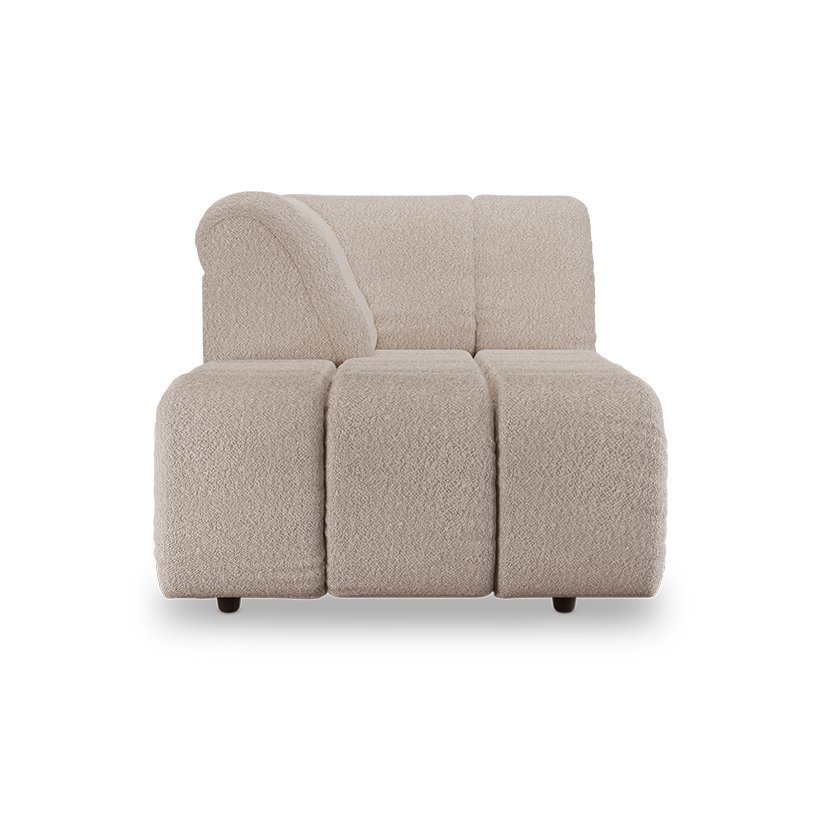 Wave couch: element left divan, boucle taupe