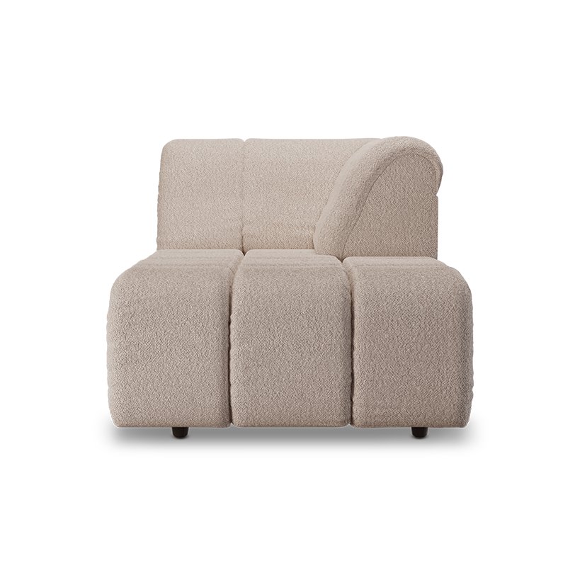 Wave couch: element right divan, boucle taupe