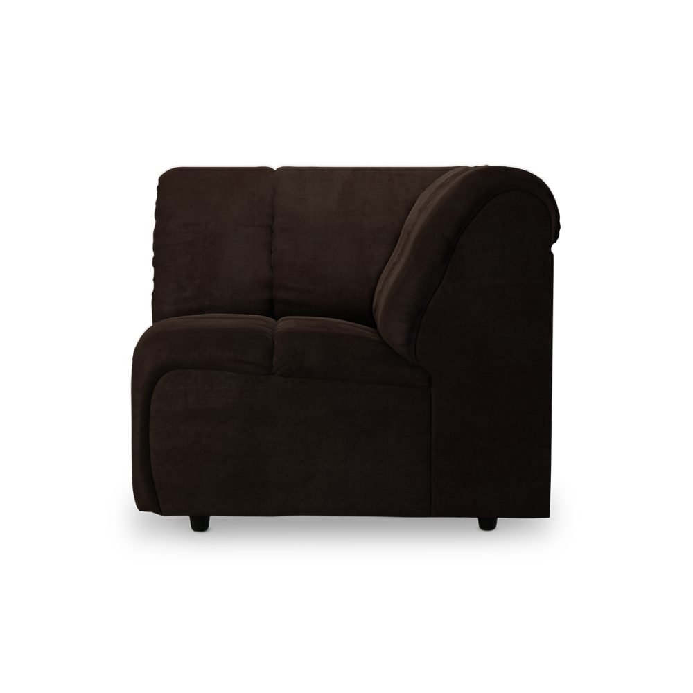 Wave couch: element corner, royal velvet espresso
