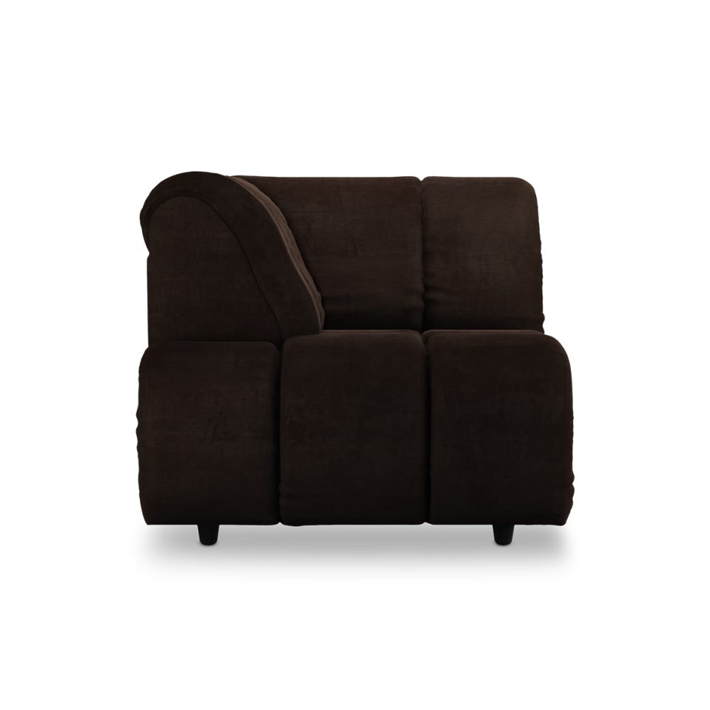 Wave couch: element left high arm, royal velvet espresso