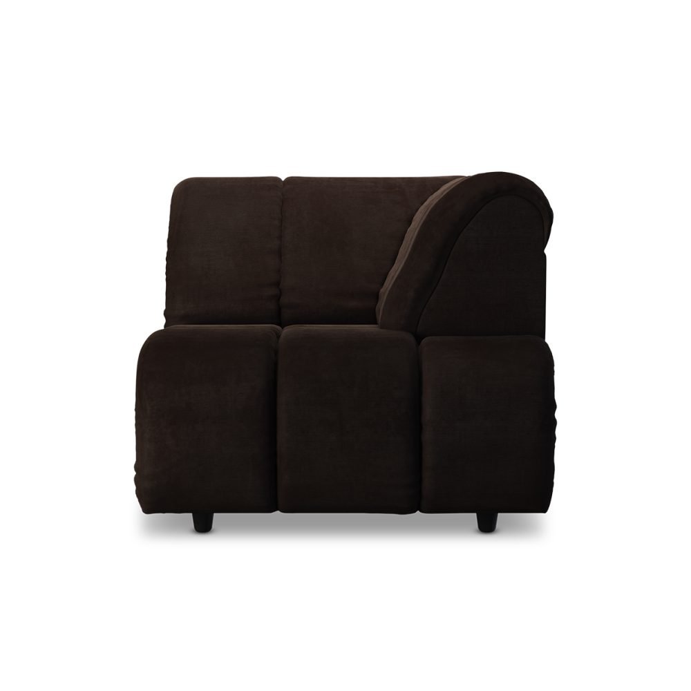 Wave couch: element right high arm, royal velvet espresso