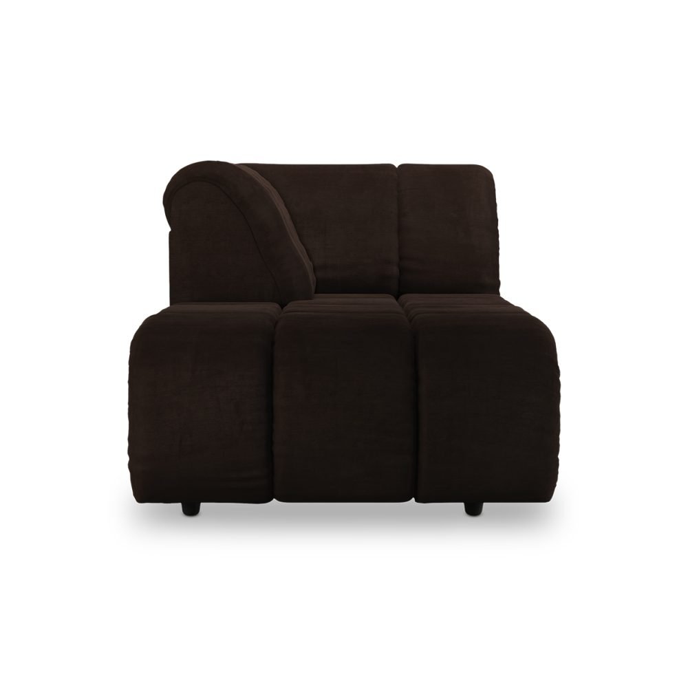 Wave couch: element left divan, royal velvet espresso