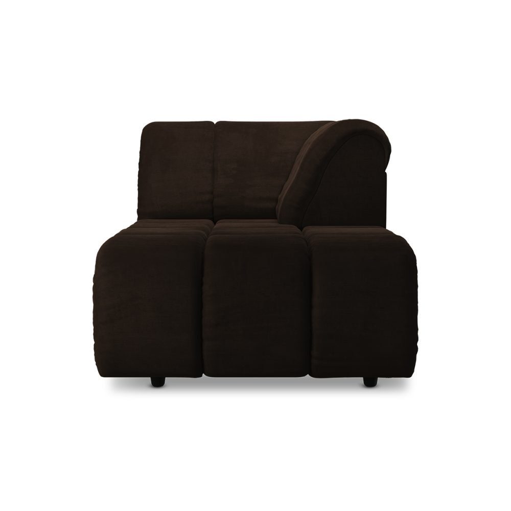 Wave couch: element right divan, royal velvet espresso