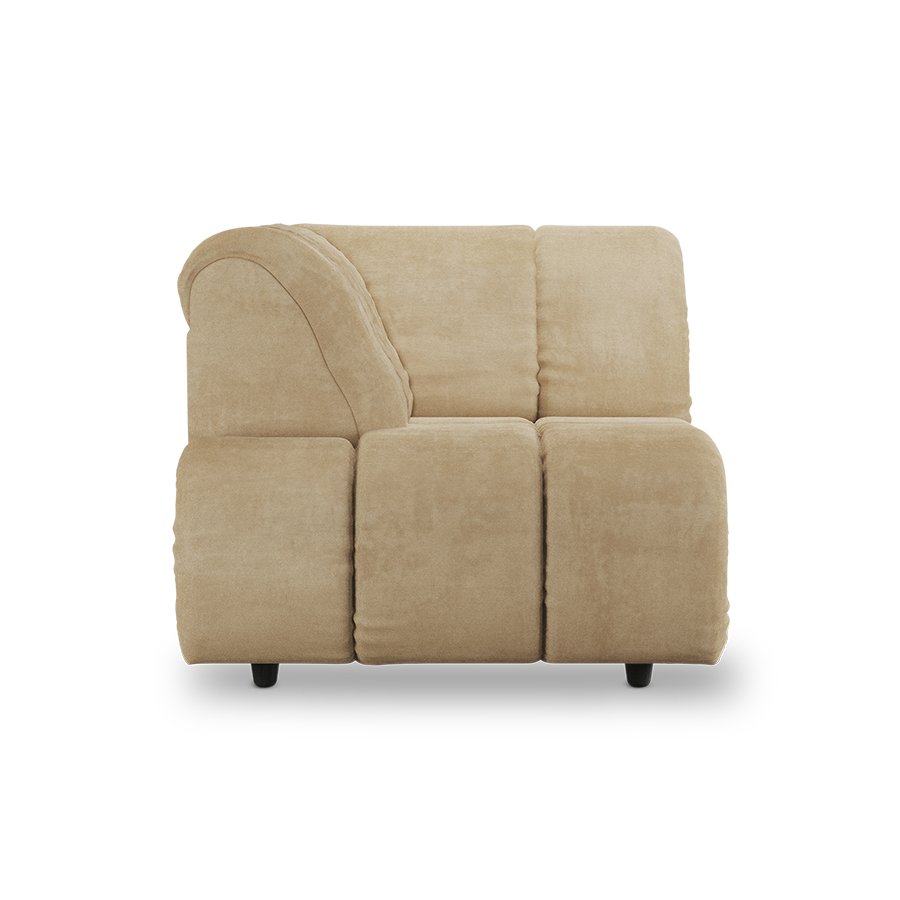 Wave couch: element left high arm, royal velvet cream