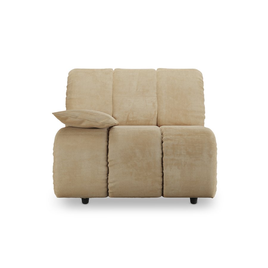 Wave couch: element left low arm, royal velvet cream