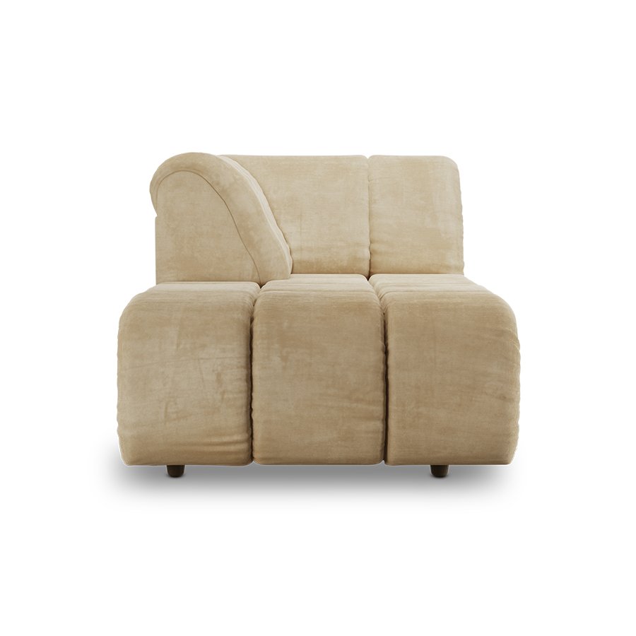 Wave couch: element left divan, royal velvet cream