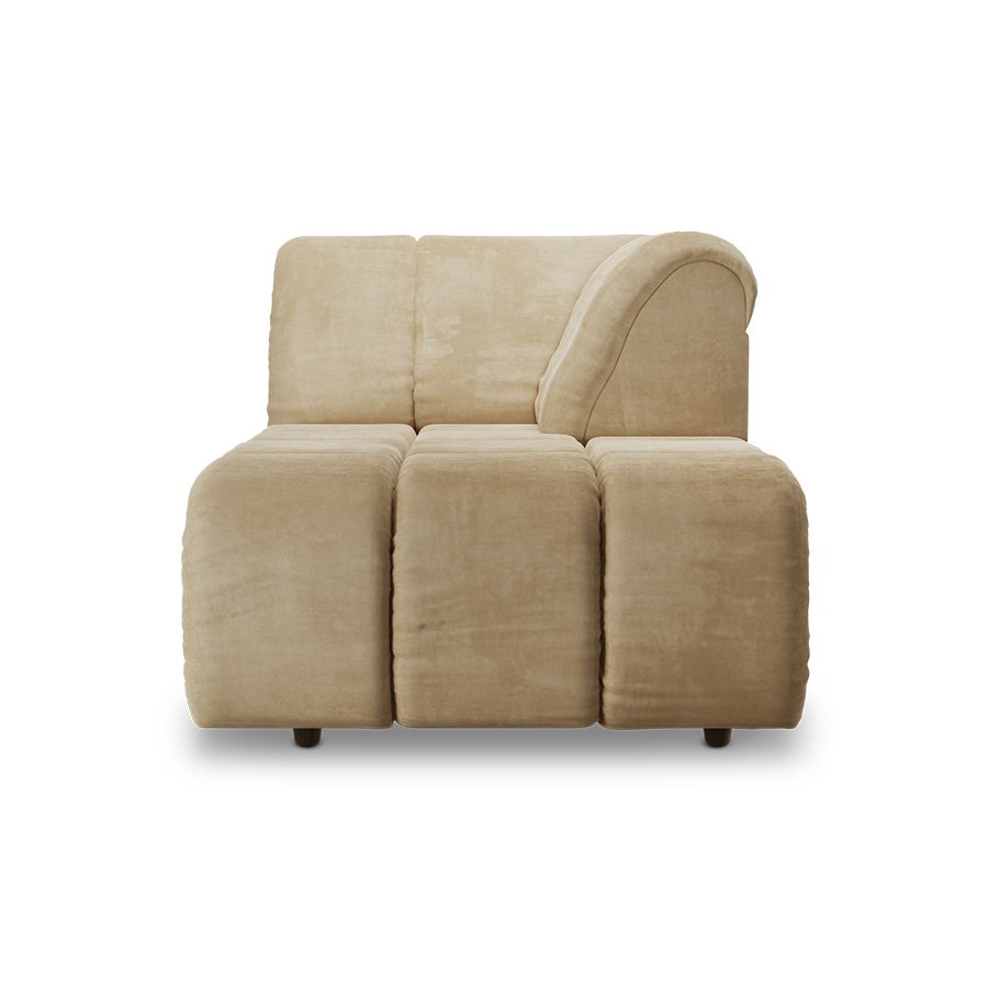 Wave couch: element right divan, royal velvet cream