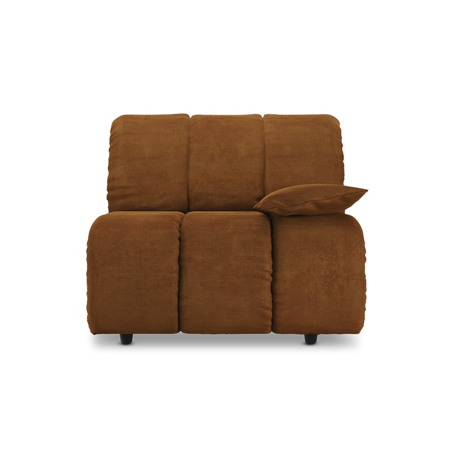 Wave couch: element right low arm, royal velvet caramel