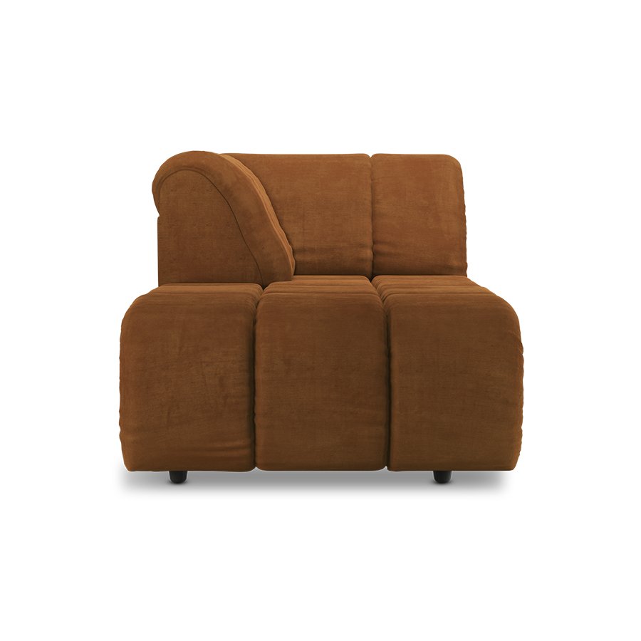 Wave couch: element left divan, royal velvet caramel