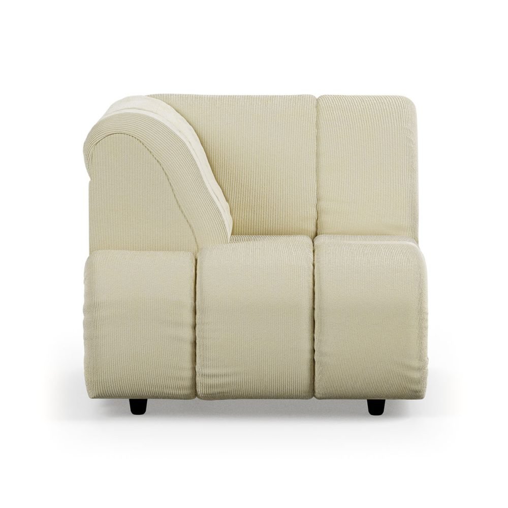 Wave couch: element left high arm, corduroy rib, hay