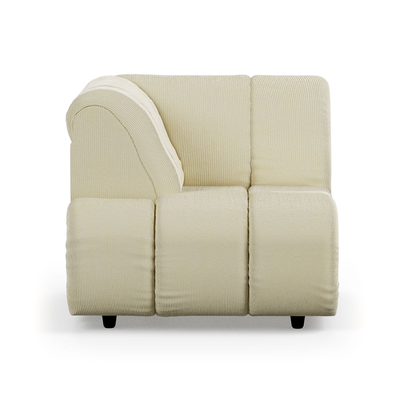 Wave couch: element left high arm, corduroy rib, hay