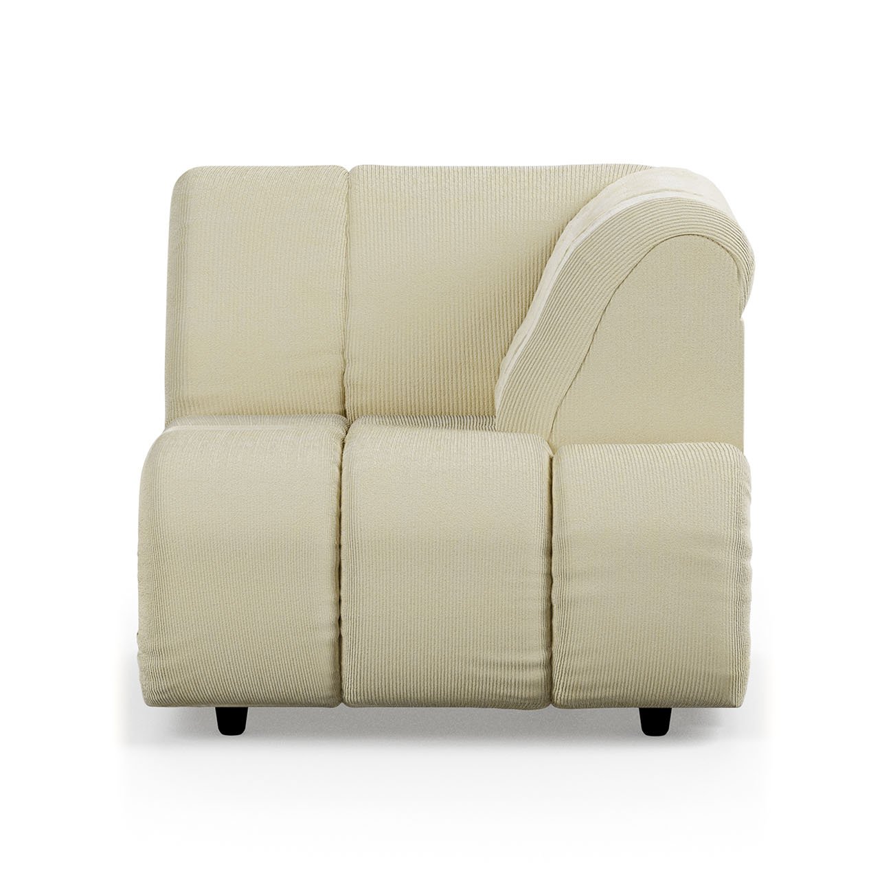 Wave couch: element right high arm, corduroy rib, hay