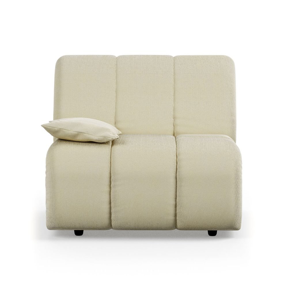 Wave couch: element left low arm, corduroy rib, hay