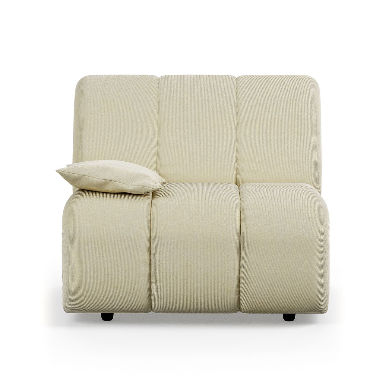 Wave couch: element left low arm, corduroy rib, hay