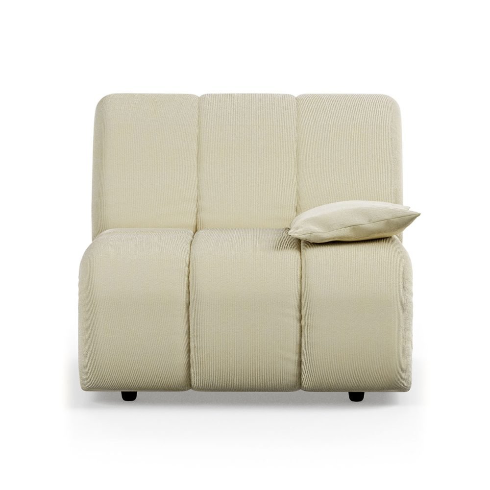 Wave couch: element right low arm, corduroy rib, hay